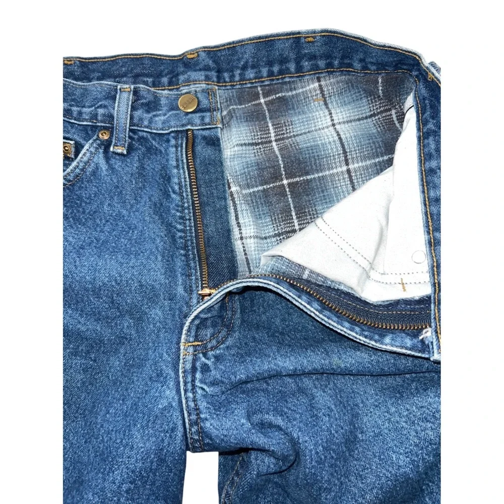 Vintage Carhartt B21DST‎ Flannel Lined Blue Denim Jeans Men's 32